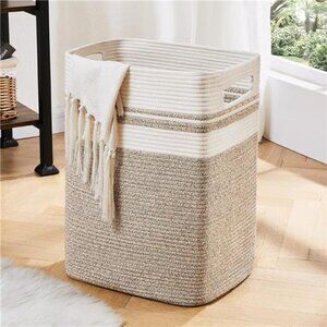 Laundry Hamper-Laundry Basket,Tall Cotton Storage Basket with Handles